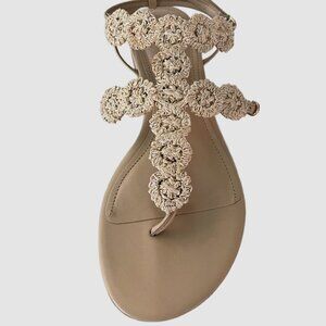 Never Worn Neutral Flat Raffia Sandal